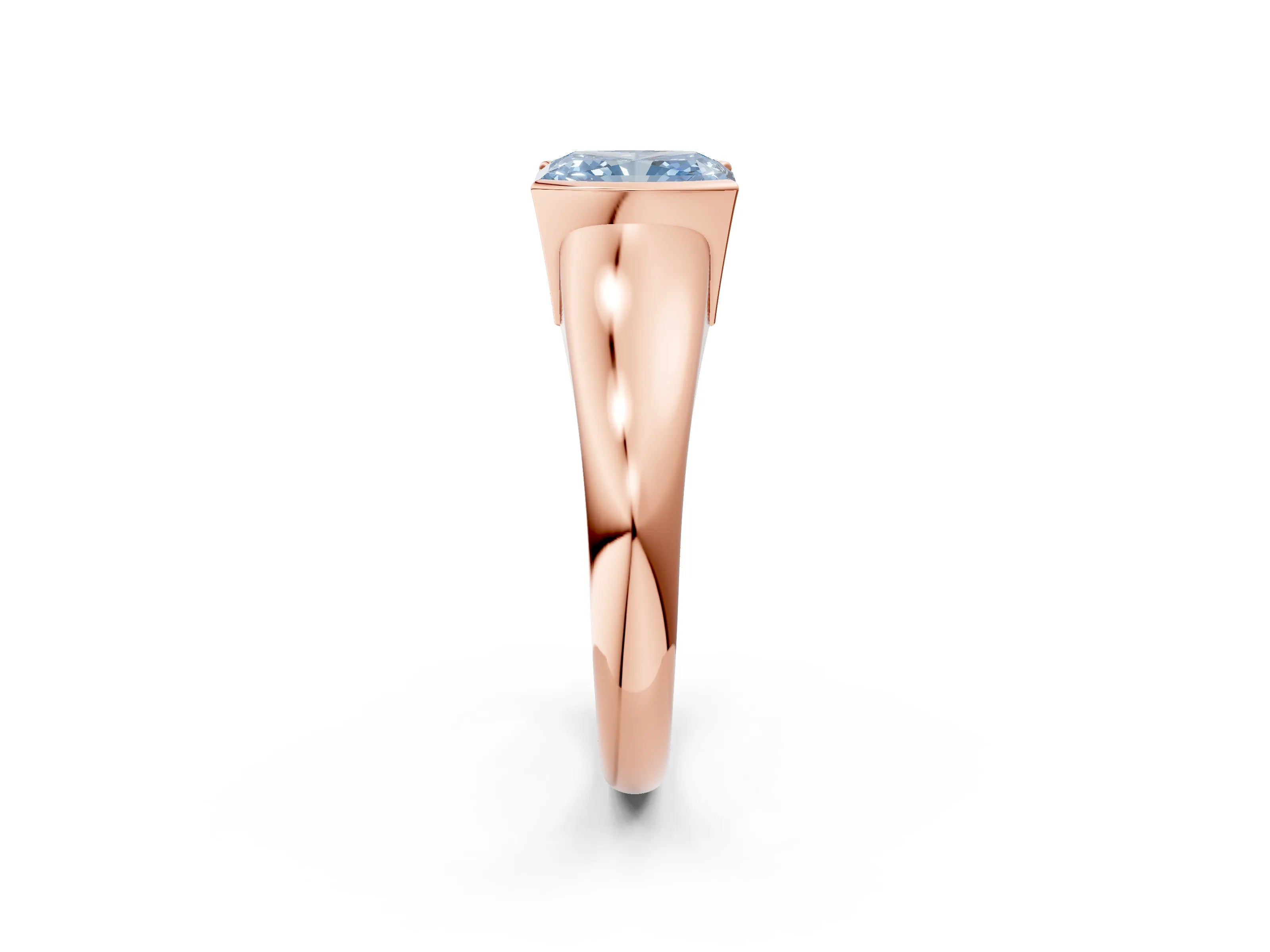 Rose gold Fancy Blue Radiant Cut Solitaire Tension Set Diamond Ring with Split Shank Band_2