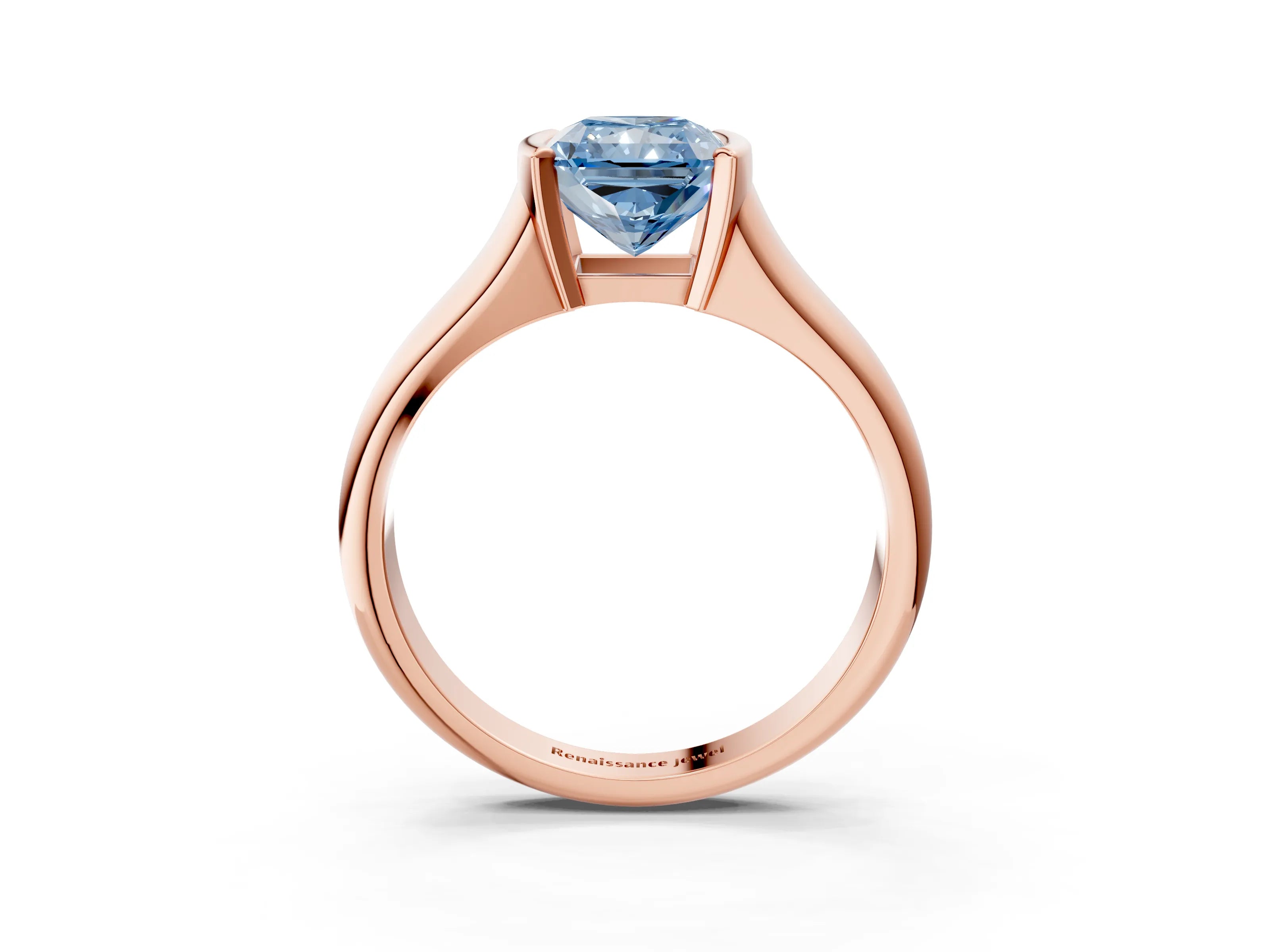 Rose gold Fancy Blue Radiant Cut Solitaire Tension Set Diamond Ring with Split Shank Band_3