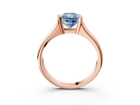 Rose gold Fancy Blue Radiant Cut Solitaire Tension Set Diamond Ring with Split Shank Band_3