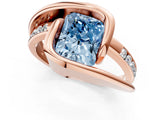 Rose gold Fancy Blue Radiant Cut Solitaire Tension-Set Diamond Split Shank Ring_1