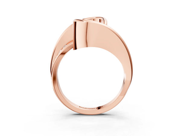 Rose gold Fancy Blue Radiant Cut Solitaire Tension-Set Diamond Split Shank Ring