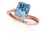 Rose gold Fancy Blue Radiant  Cut Solitaire Twist Band Ring with Four-Prong Setting_21