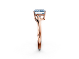 Rose gold Fancy Blue Radiant  Cut Solitaire Twist Band Ring with Four-Prong Setting_22