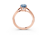 Rose gold Fancy Blue Radiant  Cut Solitaire Twist Band Ring with Four-Prong Setting_23