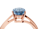 Rose gold Fancy Blue Radiant  Cut Solitaire Twist Band Ring with Four-Prong Setting_24