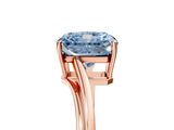 Rose gold Fancy Blue Radiant  Cut Solitaire Twist Band Ring with Four-Prong Setting_25