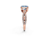 Rose gold Fancy Blue Radiant Cut Solitaire Twist Pave Diamond Engagement Ring with Prong Setting_2