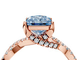 Rose gold Fancy Blue Radiant Cut Solitaire Twist Pave Diamond Engagement Ring with Prong Setting_28
