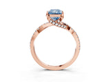 Rose gold Fancy Blue Radiant Cut Solitaire Twist Pave Diamond Engagement Ring with Prong Setting_3