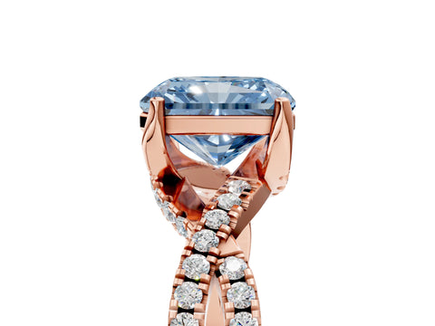 Rose gold Fancy Blue Radiant Cut Solitaire Twist Pave Diamond Engagement Ring with Prong Setting_5