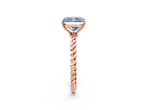 Rose gold Fancy Blue Radiant Cut Solitaire Twisted Band 4-Prong Ring_2