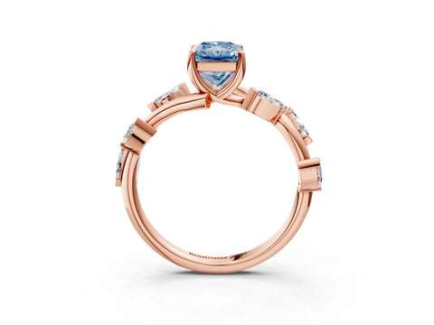 Rose gold Fancy Blue Radiant Cut Solitaire Twisted Band Marquise Accent Prong Setting Ring_3