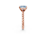 Rose gold Fancy Blue Radiant  Cut Solitaire Twisted Band with Four-Prong Setting_58