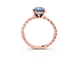 Rose gold Fancy Blue Radiant  Cut Solitaire Twisted Band with Four-Prong Setting_59
