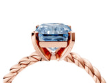 Rose gold Fancy Blue Radiant  Cut Solitaire Twisted Band with Four-Prong Setting_60