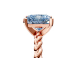 Rose gold Fancy Blue Radiant  Cut Solitaire Twisted Band with Four-Prong Setting_61