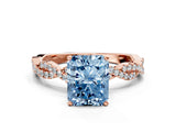 Rose gold Fancy Blue Radiant Cut Solitaire Twisted Pave Band with Four-Prong Setting_3