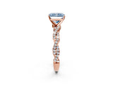 Rose gold Fancy Blue Radiant Cut Solitaire Twisted Pave Band with Four-Prong Setting_5
