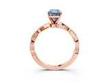 Rose gold Fancy Blue Radiant Cut Solitaire Twisted Pave Band with Four-Prong Setting_6