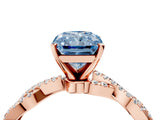 Rose gold Fancy Blue Radiant Cut Solitaire Twisted Pave Band with Four-Prong Setting_7