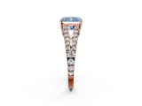 Rose gold Fancy Blue Radiant  Cut Split Shank Pave Diamond Engagement Ring with Four-Prong Setting_26