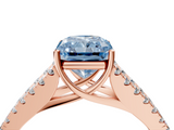 Rose gold Fancy Blue Radiant  Cut Split Shank Pave Diamond Engagement Ring with Four-Prong Setting_28
