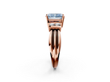 Rose gold Fancy Blue Radiant  Cut Three-Stone Channel Set Ring with Bar Prongs_73