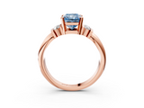 Rose gold Fancy Blue Radiant  Cut Three-Stone Channel Set Ring with Bar Prongs_74