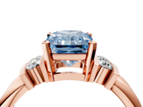 Rose gold Fancy Blue Radiant  Cut Three-Stone Channel Set Ring with Bar Prongs_75