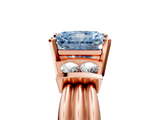 Rose gold Fancy Blue Radiant  Cut Three-Stone Channel Set Ring with Bar Prongs_76