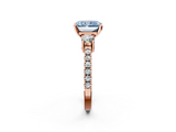 Rose gold Fancy Blue Radiant  Cut Three-Stone Diamond Pavé Band with Prong Setting_19