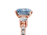 Rose gold Fancy Blue Radiant  Cut Three-Stone Diamond Pavé Band with Prong Setting_22