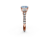 Rose gold Fancy Blue Radiant  Cut Three-Stone Diamond Pave Band with Prong Setting_39