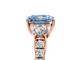 Rose gold Fancy Blue Radiant  Cut Three-Stone Diamond Pave Band with Prong Setting_42