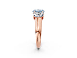 Rose gold Fancy Blue Radiant Cut Three-Stone Diamond Ring with Prong Setting on a Classic Band_14