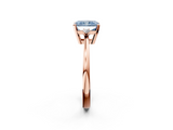 Rose gold Fancy Blue Radiant  Cut Three-Stone Solitaire Ring with Round Accent Diamonds and Four-Prong Setting_22