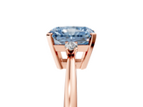 Rose gold Fancy Blue Radiant  Cut Three-Stone Solitaire Ring with Round Accent Diamonds and Four-Prong Setting_25