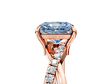 Rose gold Fancy Blue Radiant  Cut Twist Band Solitaire Diamond Ring with Pavé Setting_8