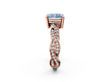 Rose gold Fancy Blue Radiant  Cut Twisted Pavé Band Solitaire Ring with Four-Prong Setting_57