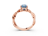 Rose gold Fancy Blue Radiant  Cut Twisted Pavé Band Solitaire Ring with Four-Prong Setting_58