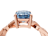 Rose gold Fancy Blue Radiant  Cut Twisted Pavé Band Solitaire Ring with Four-Prong Setting_59