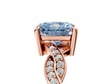 Rose gold Fancy Blue Radiant  Cut Twisted Pavé Band Solitaire Ring with Four-Prong Setting_60