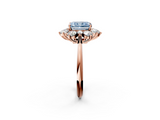 Rose gold Fancy Blue Radiant  Diamond Cluster Halo Ring with Solitaire Band and Four-Prong Setting_22