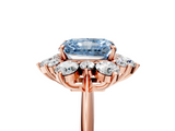 Rose gold Fancy Blue Radiant  Diamond Cluster Halo Ring with Solitaire Band and Four-Prong Setting_25