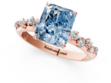 Rose gold Fancy Blue Radiant  Diamond Cluster Prong-Set Solitaire Ring_25
