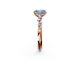 Rose gold Fancy Blue Radiant  Diamond Cluster Prong-Set Solitaire Ring_26