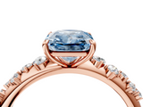 Rose gold Fancy Blue Radiant  Diamond Cluster Prong-Set Solitaire Ring_28