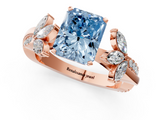 Rose gold Fancy Blue Radiant  Diamond Floral Vine Solitaire Engagement Ring_4