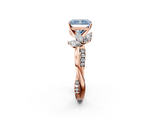 Rose gold Fancy Blue Radiant  Diamond Floral Vine Solitaire Engagement Ring_5