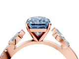 Rose gold Fancy Blue Radiant  Diamond Floral Vine Solitaire Engagement Ring_7